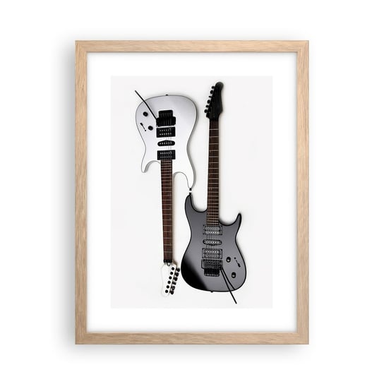 Obraz - Plakat - Harmonia kształtów - 30x40cm - Muzyka Gitara Elektryczna Instrument Muzyczny - Foto Plakaty na ścianę w ramie jasny dąb - Plakat do Salonu Sypialni ARTTOR ARTTOR