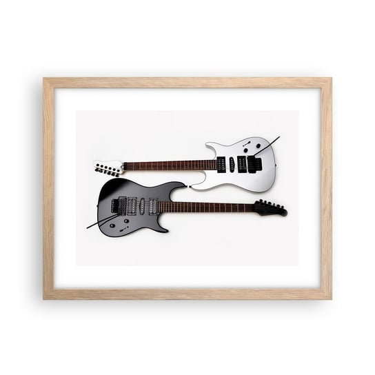 Obraz - Plakat - Harmonia kształtów - 40x30cm - Muzyka Gitara Elektryczna Instrument Muzyczny - Foto Plakaty na ścianę w ramie jasny dąb - Plakat do Salonu Sypialni ARTTOR ARTTOR