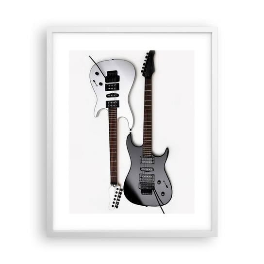 Obraz - Plakat - Harmonia kształtów - 40x50cm - Muzyka Gitara Elektryczna Instrument Muzyczny - Foto Plakaty w ramie koloru białego do Salonu Sypialni ARTTOR ARTTOR