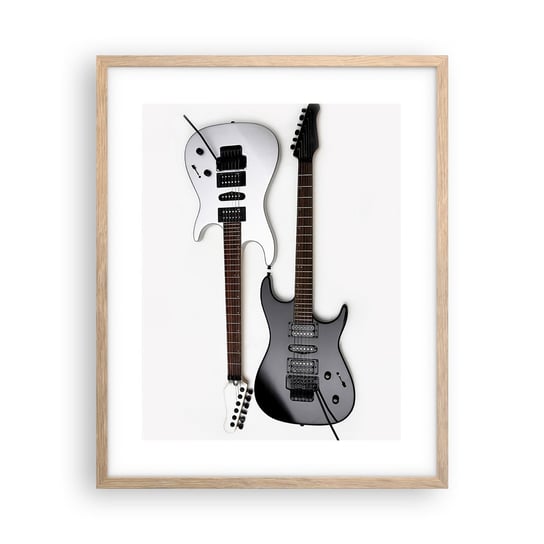 Obraz - Plakat - Harmonia kształtów - 40x50cm - Muzyka Gitara Elektryczna Instrument Muzyczny - Foto Plakaty w ramie koloru jasny dąb do Salonu Sypialni ARTTOR ARTTOR