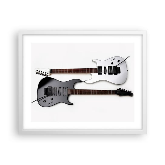 Obraz - Plakat - Harmonia kształtów - 50x40cm - Muzyka Gitara Elektryczna Instrument Muzyczny - Foto Plakaty w ramie koloru białego do Salonu Sypialni ARTTOR ARTTOR