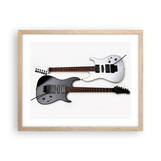 Obraz - Plakat - Harmonia kształtów - 50x40cm - Muzyka Gitara Elektryczna Instrument Muzyczny - Foto Plakaty w ramie koloru jasny dąb do Salonu Sypialni ARTTOR ARTTOR
