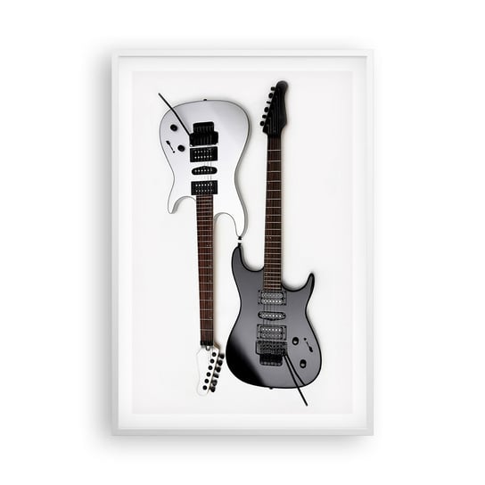 Obraz - Plakat - Harmonia kształtów - 61x91cm - Muzyka Gitara Elektryczna Instrument Muzyczny - Foto Plakaty na ścianę w ramie białej - Plakat do Salonu Sypialni ARTTOR ARTTOR