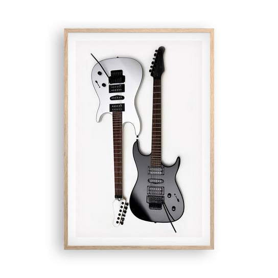 Obraz - Plakat - Harmonia kształtów - 61x91cm - Muzyka Gitara Elektryczna Instrument Muzyczny - Foto Plakaty na ścianę w ramie jasny dąb - Plakat do Salonu Sypialni ARTTOR ARTTOR