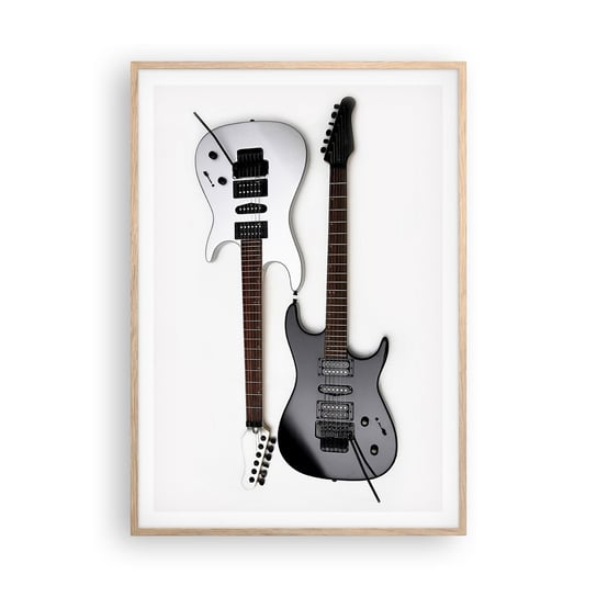 Obraz - Plakat - Harmonia kształtów - 70x100cm - Muzyka Gitara Elektryczna Instrument Muzyczny - Foto Plakaty w ramie koloru jasny dąb do Salonu Sypialni ARTTOR ARTTOR