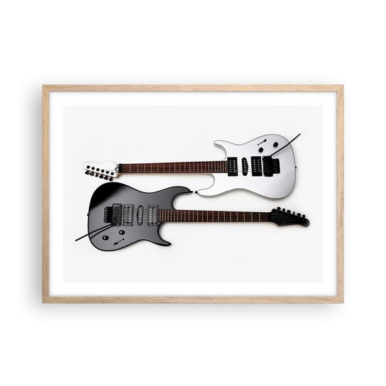 Obraz - Plakat - Harmonia kształtów - 70x50cm - Muzyka Gitara Elektryczna Instrument Muzyczny - Nowoczesny modny obraz Plakat rama jasny dąb ARTTOR ARTTOR