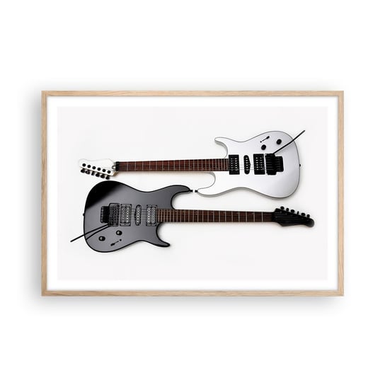 Obraz - Plakat - Harmonia kształtów - 91x61cm - Muzyka Gitara Elektryczna Instrument Muzyczny - Foto Plakaty na ścianę w ramie jasny dąb - Plakat do Salonu Sypialni ARTTOR ARTTOR