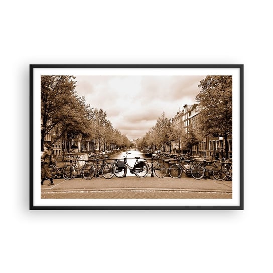 Obraz - Plakat - Holenderskie klimaty - 91x61cm - Miasto Amsterdam Rower - Foto Plakaty na ścianę w czarnej ramie - Plakat do Salonu Sypialni ARTTOR ARTTOR