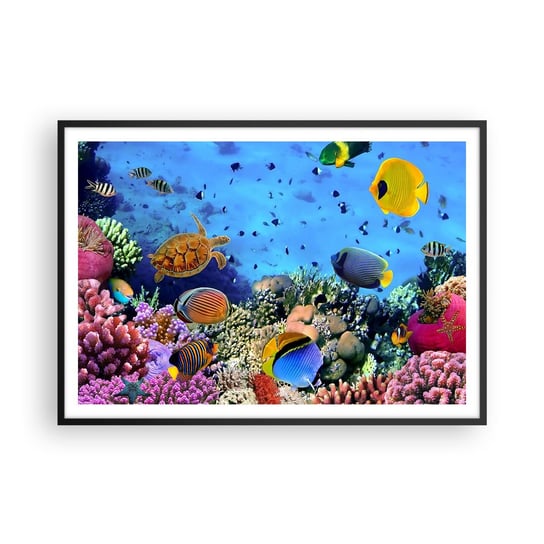 Obraz - Plakat - I co my wiemy o życiu... - 100x70cm - Rafa Koralowa Podwodny Świat Ryby - Foto Plakaty w ramie koloru czarnego do Salonu Sypialni ARTTOR ARTTOR