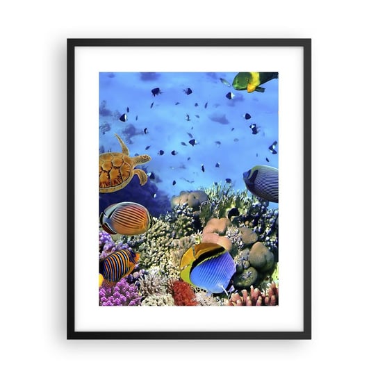 Obraz - Plakat - I co my wiemy o życiu... - 40x50cm - Rafa Koralowa Podwodny Świat Ryby - Foto Plakaty w ramie koloru czarnego do Salonu Sypialni ARTTOR ARTTOR