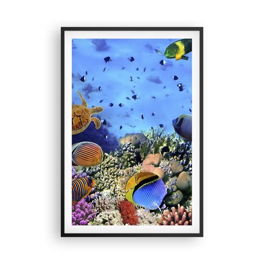 Obraz - Plakat - I co my wiemy o życiu... - 61x91cm - Rafa Koralowa Podwodny Świat Ryby - Foto Plakaty na ścianę w czarnej ramie - Plakat do Salonu Sypialni ARTTOR ARTTOR