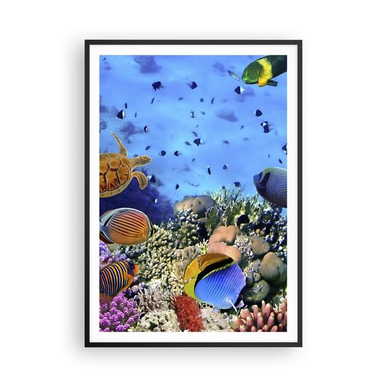 Obraz - Plakat - I co my wiemy o życiu... - 70x100cm - Rafa Koralowa Podwodny Świat Ryby - Foto Plakaty w ramie koloru czarnego do Salonu Sypialni ARTTOR ARTTOR