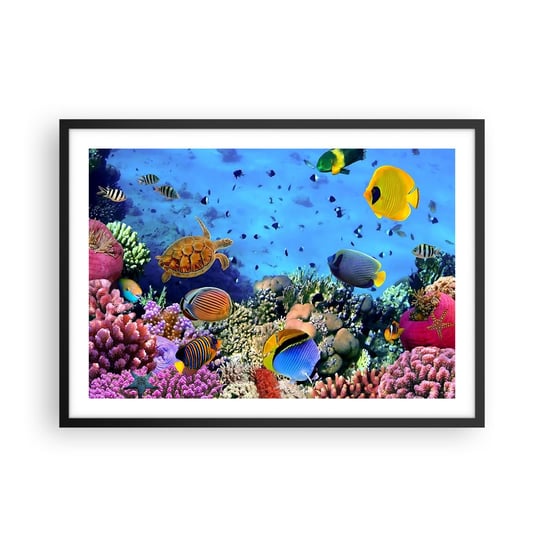 Obraz - Plakat - I co my wiemy o życiu... - 70x50cm - Rafa Koralowa Podwodny Świat Ryby - Nowoczesny modny obraz Plakat czarna rama ARTTOR ARTTOR