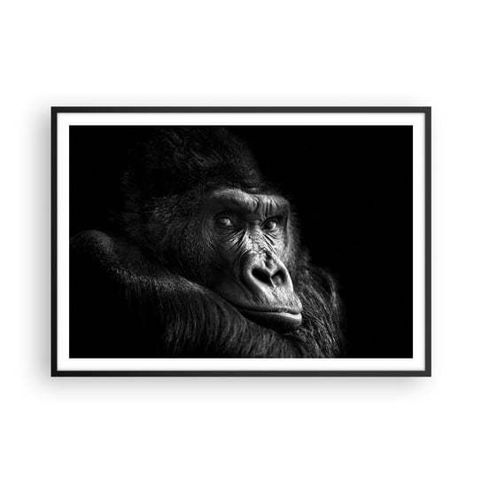 Obraz - Plakat - I co się patrzysz? - 100x70cm - Małpa Goryl Zwierzęta - Foto Plakaty w ramie koloru czarnego do Salonu Sypialni ARTTOR ARTTOR