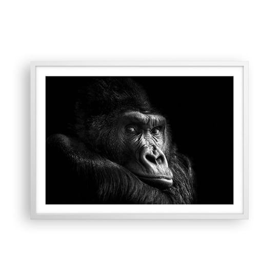 Obraz - Plakat - I co się patrzysz? - 70x50cm - Małpa Goryl Zwierzęta - Nowoczesny modny obraz Plakat rama biała ARTTOR ARTTOR
