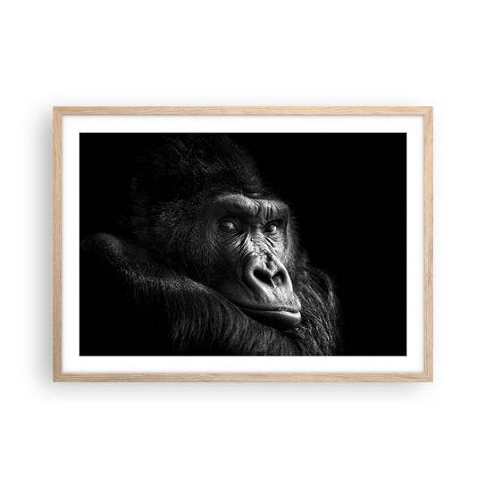 Obraz - Plakat - I co się patrzysz? - 70x50cm - Małpa Goryl Zwierzęta - Nowoczesny modny obraz Plakat rama jasny dąb ARTTOR ARTTOR