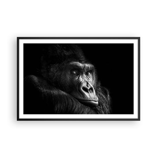 Obraz - Plakat - I co się patrzysz? - 91x61cm - Małpa Goryl Zwierzęta - Foto Plakaty na ścianę w czarnej ramie - Plakat do Salonu Sypialni ARTTOR ARTTOR