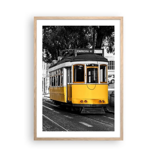 Obraz - Plakat - I fado w tle - 50x70cm - Retro Tramwaj Architektura - Nowoczesny modny obraz Plakat rama jasny dąb ARTTOR ARTTOR