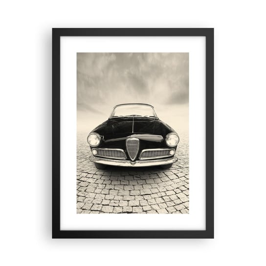 Obraz - Plakat - I jak mnie nie kochać? - 30x40cm - Samochód Vintage Czarno-Biały - Foto Plakaty na ścianę w czarnej ramie - Plakat do Salonu Sypialni ARTTOR ARTTOR