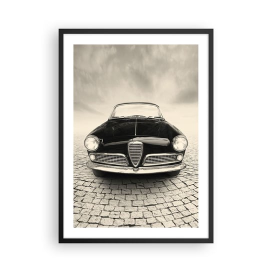 Obraz - Plakat - I jak mnie nie kochać? - 50x70cm - Samochód Vintage Czarno-Biały - Nowoczesny modny obraz Plakat czarna rama ARTTOR ARTTOR