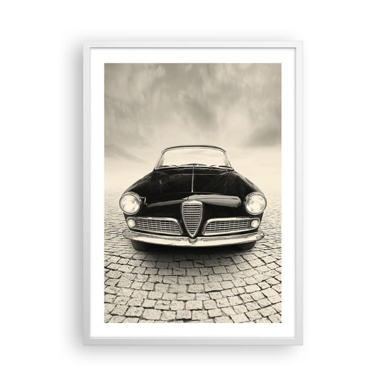 Obraz - Plakat - I jak mnie nie kochać? - 50x70cm - Samochód Vintage Czarno-Biały - Nowoczesny modny obraz Plakat rama biała ARTTOR ARTTOR