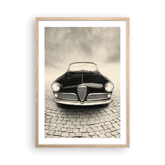 Obraz - Plakat - I jak mnie nie kochać? - 50x70cm - Samochód Vintage Czarno-Biały - Nowoczesny modny obraz Plakat rama jasny dąb ARTTOR ARTTOR