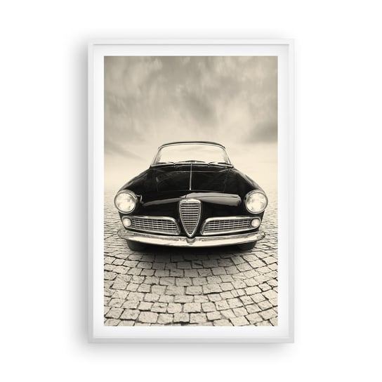 Obraz - Plakat - I jak mnie nie kochać? - 61x91cm - Samochód Vintage Czarno-Biały - Foto Plakaty na ścianę w ramie białej - Plakat do Salonu Sypialni ARTTOR ARTTOR