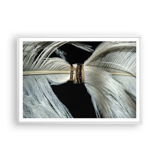 Obraz - Plakat - ...i nie opuszczę Cię… - 100x70cm - Ptasie Pióra Biżuteria Vintage - Foto Plakaty w ramie koloru białego do Salonu Sypialni ARTTOR ARTTOR