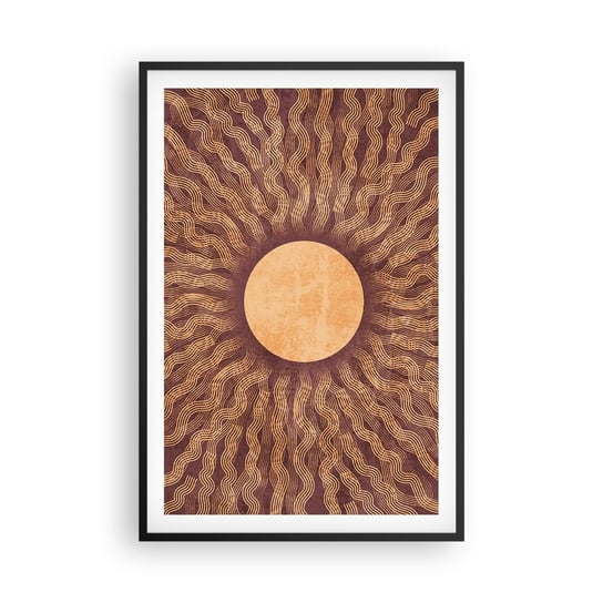 Obraz - Plakat - Ikona słońca - 61x91cm - Słońce Vintage Boho - Foto Plakaty na ścianę w czarnej ramie - Plakat do Salonu Sypialni ARTTOR ARTTOR