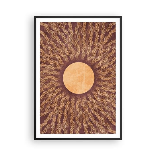 Obraz - Plakat - Ikona słońca - 70x100cm - Słońce Vintage Boho - Foto Plakaty w ramie koloru czarnego do Salonu Sypialni ARTTOR ARTTOR
