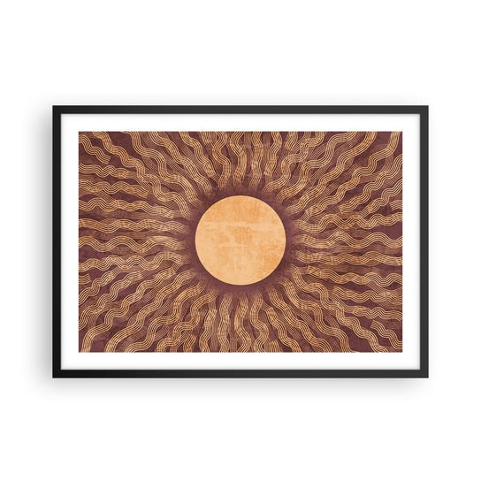 Obraz - Plakat - Ikona słońca - 70x50cm - Słońce Vintage Boho - Nowoczesny modny obraz Plakat czarna rama ARTTOR ARTTOR