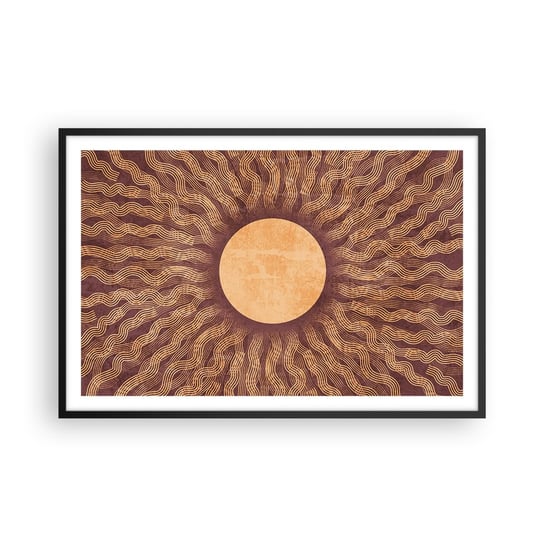 Obraz - Plakat - Ikona słońca - 91x61cm - Słońce Vintage Boho - Foto Plakaty na ścianę w czarnej ramie - Plakat do Salonu Sypialni ARTTOR ARTTOR