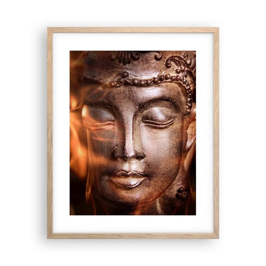 Obraz - Plakat - Istnieje tylko tu i teraz - 40x50cm - Budda Religia Azja - Foto Plakaty w ramie koloru jasny dąb do Salonu Sypialni ARTTOR ARTTOR