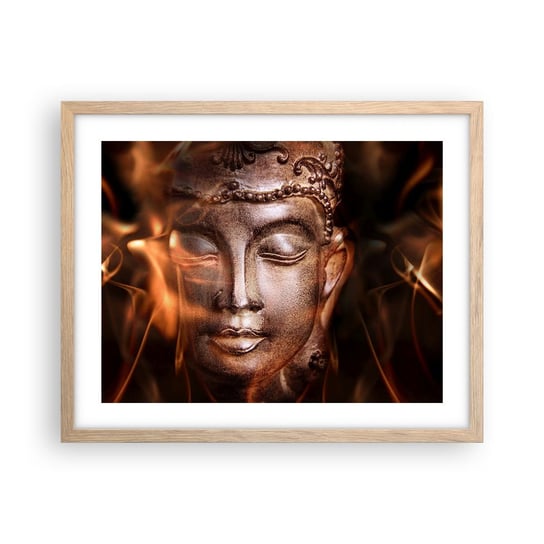 Obraz - Plakat - Istnieje tylko tu i teraz - 50x40cm - Budda Religia Azja - Foto Plakaty w ramie koloru jasny dąb do Salonu Sypialni ARTTOR ARTTOR