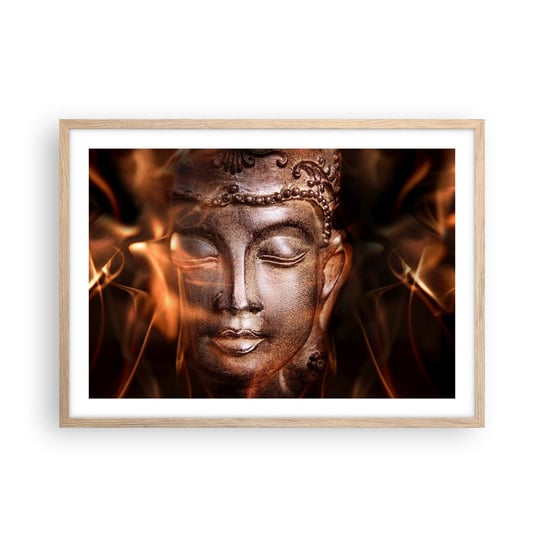 Obraz - Plakat - Istnieje tylko tu i teraz - 70x50cm - Budda Religia Azja - Nowoczesny modny obraz Plakat rama jasny dąb ARTTOR ARTTOR
