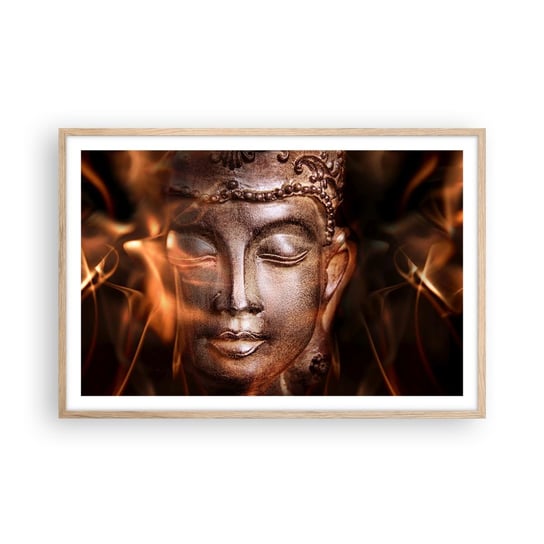 Obraz - Plakat - Istnieje tylko tu i teraz - 91x61cm - Budda Religia Azja - Foto Plakaty na ścianę w ramie jasny dąb - Plakat do Salonu Sypialni ARTTOR ARTTOR