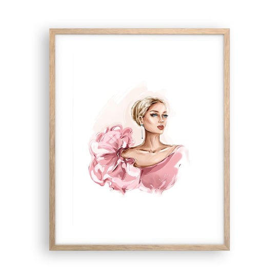 Obraz - Plakat - Jak  malowana… - 40x50cm - Kobieta Moda Grafika - Foto Plakaty w ramie koloru jasny dąb do Salonu Sypialni ARTTOR ARTTOR