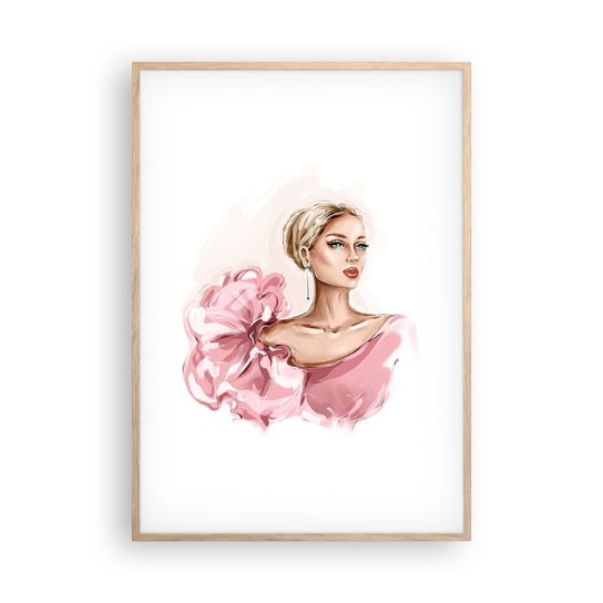 Obraz - Plakat - Jak  malowana… - 70x100cm - Kobieta Moda Grafika - Foto Plakaty w ramie koloru jasny dąb do Salonu Sypialni ARTTOR ARTTOR