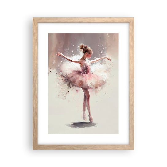 Obraz - Plakat - Jak młody ptak - 30x40cm - Baletnica Dziewczynka Sztuka - Foto Plakaty na ścianę w ramie jasny dąb - Plakat do Salonu Sypialni ARTTOR ARTTOR