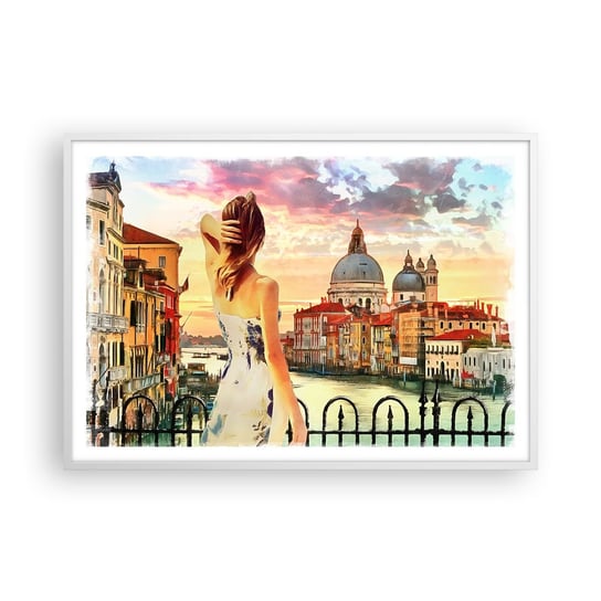 Obraz - Plakat - Jak przygoda to tylko w … - 100x70cm - Miasto Wenecja Architektura - Foto Plakaty w ramie koloru białego do Salonu Sypialni ARTTOR ARTTOR