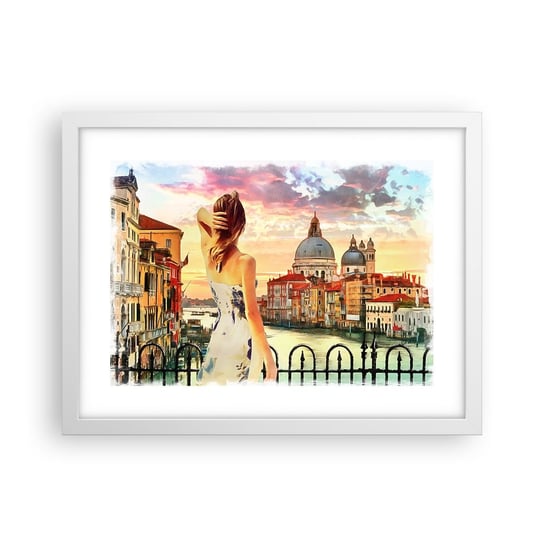 Obraz - Plakat - Jak przygoda to tylko w … - 40x30cm - Miasto Wenecja Architektura - Foto Plakaty na ścianę w ramie białej - Plakat do Salonu Sypialni ARTTOR ARTTOR
