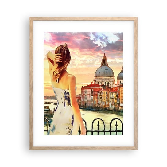 Obraz - Plakat - Jak przygoda to tylko w … - 40x50cm - Miasto Wenecja Architektura - Foto Plakaty w ramie koloru jasny dąb do Salonu Sypialni ARTTOR ARTTOR