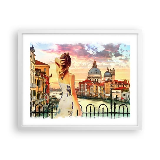 Obraz - Plakat - Jak przygoda to tylko w … - 50x40cm - Miasto Wenecja Architektura - Foto Plakaty w ramie koloru białego do Salonu Sypialni ARTTOR ARTTOR