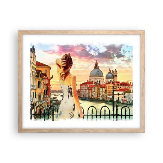 Obraz - Plakat - Jak przygoda to tylko w … - 50x40cm - Miasto Wenecja Architektura - Foto Plakaty w ramie koloru jasny dąb do Salonu Sypialni ARTTOR ARTTOR
