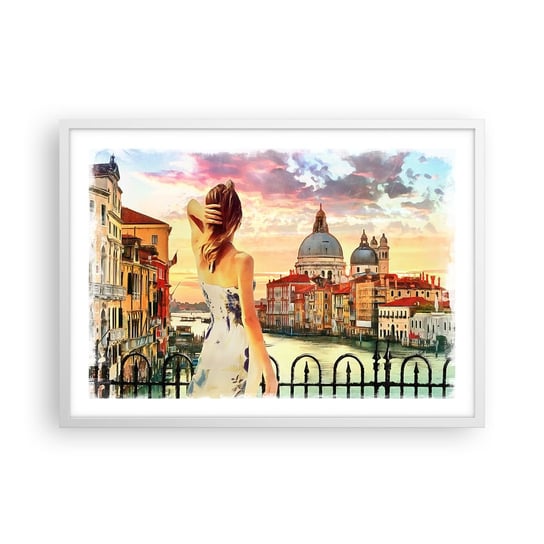 Obraz - Plakat - Jak przygoda to tylko w … - 70x50cm - Miasto Wenecja Architektura - Nowoczesny modny obraz Plakat rama biała ARTTOR ARTTOR
