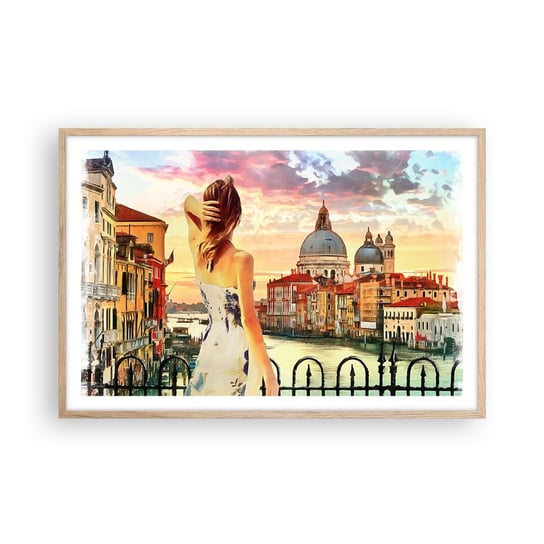 Obraz - Plakat - Jak przygoda to tylko w … - 91x61cm - Miasto Wenecja Architektura - Foto Plakaty na ścianę w ramie jasny dąb - Plakat do Salonu Sypialni ARTTOR ARTTOR