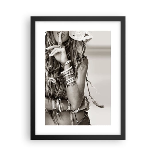 Obraz - Plakat - Jak to dziewczyna - 30x40cm - Kobieta Boho Vintage - Foto Plakaty na ścianę w czarnej ramie - Plakat do Salonu Sypialni ARTTOR ARTTOR