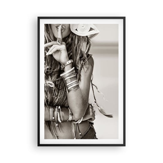 Obraz - Plakat - Jak to dziewczyna - 61x91cm - Kobieta Boho Vintage - Foto Plakaty na ścianę w czarnej ramie - Plakat do Salonu Sypialni ARTTOR ARTTOR