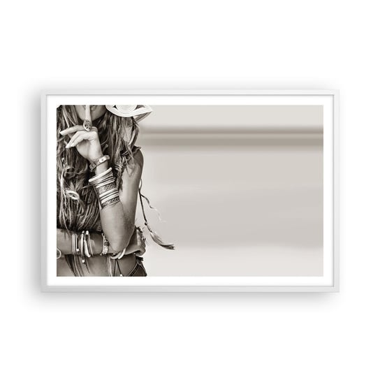 Obraz - Plakat - Jak to dziewczyna - 91x61cm - Kobieta Boho Vintage - Foto Plakaty na ścianę w ramie białej - Plakat do Salonu Sypialni ARTTOR ARTTOR