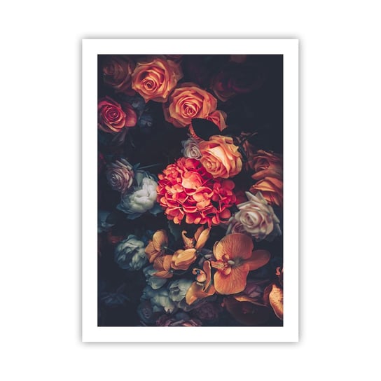Obraz - Plakat - Jak u holenderskich mistrzów - 50x70cm - Bukiet Kwiatów Kwiaty Róże - Nowoczesny modny obraz Plakat bez ramy do Salonu Sypialni ARTTOR ARTTOR